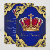 Royal Fancy Prince Baby shower Kaart (Voorkant / Achterkant)