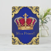 Royal Fancy Prince Baby shower Kaart (Staand voorkant)