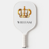 Royal Faux Gold Crown White Gepersonaliseerd Naam Pickleball Paddle (Achterkant)
