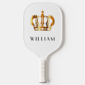 Royal Faux Gold Crown White Gepersonaliseerd Naam Pickleball Paddle (Voorkant)
