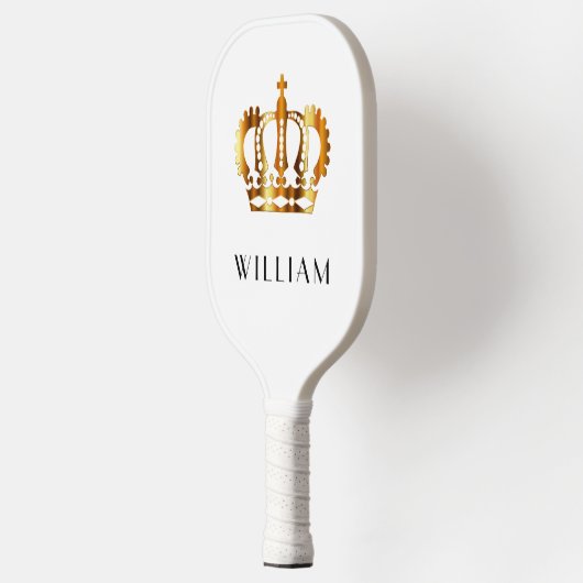 Royal Faux Gold Crown White Gepersonaliseerd Naam Pickleball Paddle (Links)