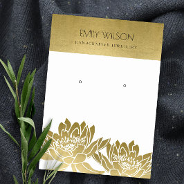 ROYAL FAUX GOLD LOTUS FLOWER EARRING DISPLAY VISITEKAARTJE