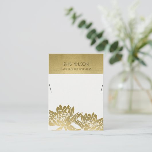 ROYAL FAUX GOLD LOTUS FLOWER KETTING DISPLAY VISITEKAARTJE (Staand voorkant)