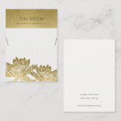 ROYAL FAUX GOLD LOTUS FLOWER KETTING DISPLAY VISITEKAARTJE (Voorkant / Achterkant)