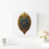 Royal Feather | Black & Gold Egyptian Wall Clock Vierkante Klok (Huis)