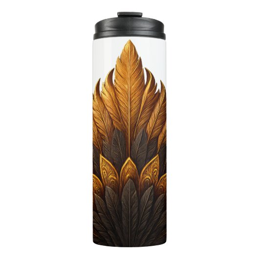 Royal Feather | Black & Gold   Thermosbeker (Voorkant)