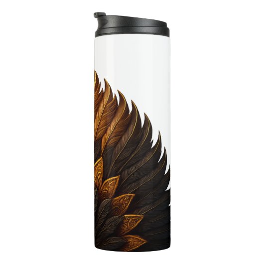Royal Feather | Black & Gold   Thermosbeker (Geroteerd rechts)