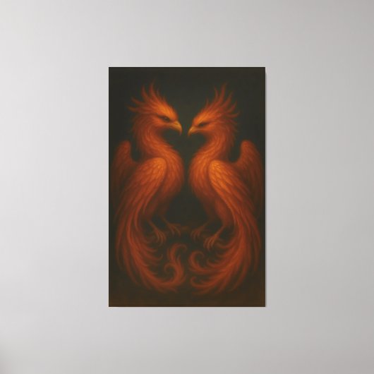 Royal Fire Phoenix Pair – Luxury Canvas Art (Voorkant)