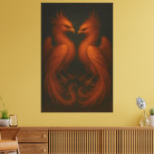 Royal Fire Phoenix Pair – Luxury Canvas Art (Insitu (Woonkamer))