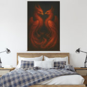 Royal Fire Phoenix Pair – Luxury Canvas Art (Insitu (Slaapkamer))