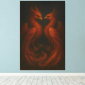 Royal Fire Phoenix Pair – Luxury Canvas Art (Insitu (Houten vloer))