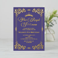 Royal Fiveness Prinsen 5e Verjaardag Folie Uitnodi