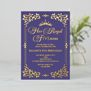 Royal Fiveness Prinsen 5e Verjaardag Folie Uitnodi Uitnodiging