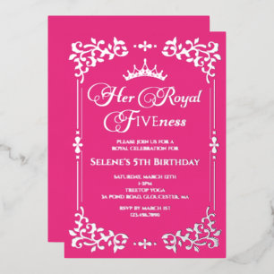 Royal Fiveness Prinsen 5e Verjaardag Folie Uitnodi Uitnodiging