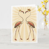 Royal Flamingo's in de liefde Kaart (Gele Bloem)
