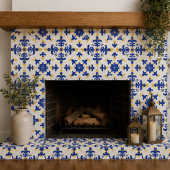 Royal Fleur Bold Blue and Gold Botanical Tegeltje