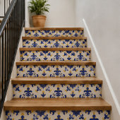 Royal Fleur Bold Blue and Gold Botanical Tegeltje