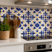 Royal Fleur Bold Blue and Gold Botanical Tegeltje