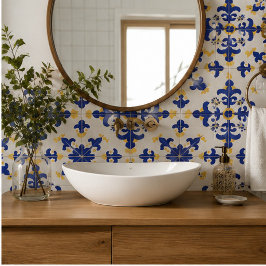 Royal Fleur Bold Blue and Gold Botanical Tegeltje
