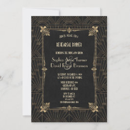 Royal Fleur-de-Lis Art Deco 1920s Rehearsal Dinner Kaart