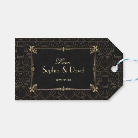 Royal Fleur-de-Lis Art Deco 1920s Wedding Cadeaulabel (Voorkant (Horizontaal))