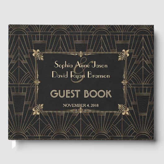 Royal Fleur-de-Lis Art Deco 1920s Wedding Gastenboek (Voorkant)