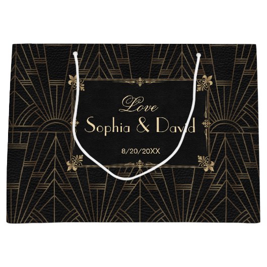 Royal Fleur-de-Lis Art Deco 1920s Wedding Groot Cadeauzakje (Voorkant)