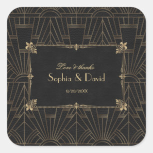 Royal Fleur-de-Lis Art Deco 1920s Wedding Vierkante Sticker