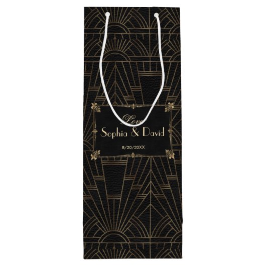 Royal Fleur-de-Lis Art Deco 1920s Wedding Wijn Cadeautas (Achterkant)