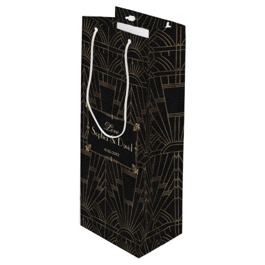 Royal Fleur-de-Lis Art Deco 1920s Wedding Wijn Cadeautas (Voorkant Gekanteld)