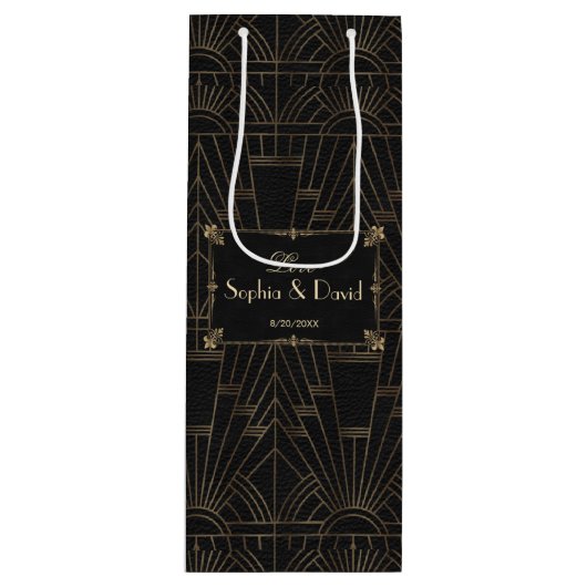 Royal Fleur-de-Lis Art Deco 1920s Wedding Wijn Cadeautas (Voorkant)