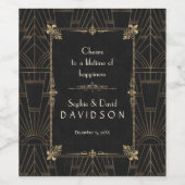 Royal Fleur-de-Lis Art Deco 1920s Wedding Wijn Etiket (Enkel label)