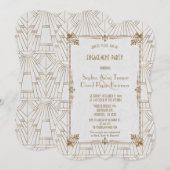 Royal Fleur-de-Lis Art Deco Gold Engagement Party Kaart (Voorkant / Achterkant)