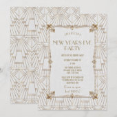 Royal Fleur-de-Lis Art Deco Gold New Year Kaart (Voorkant / Achterkant)