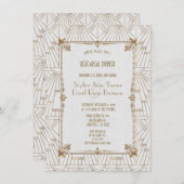 Royal Fleur-de-Lis Art Deco Gold Rehearsal Dinner Kaart (Voorkant / Achterkant)