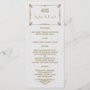 Royal Fleur-de-Lis Art Deco Gold White 20s Menu