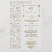 Royal Fleur-de-Lis Art Deco Gold White 20s Menu (Voorkant / Achterkant)