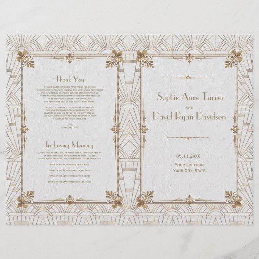Royal Fleur-de-Lis Art Deco Gold White 20s-program (Voorkant)