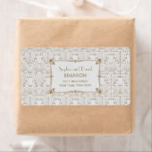 Royal Fleur-de-Lis Art Deco Gold White 20s Wedding Etiket (Insitu)