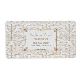 Royal Fleur-de-Lis Art Deco Gold White 20s Wedding Etiket