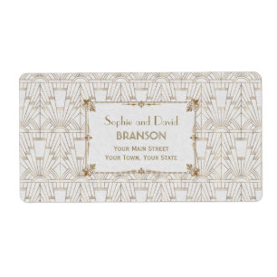 Royal Fleur-de-Lis Art Deco Gold White 20s Wedding Etiket