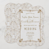 Royal Fleur-de-Lis Art Deco Gold White 20s Wedding Kaart (Voorkant / Achterkant)