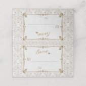 Royal Fleur-de-Lis Art Deco Gold White 20s Wedding Plaatskaartje (Buitenkant ongevouwen)