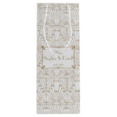 Royal Fleur-de-Lis Art Deco Gold White 20s Wedding Wijn Cadeautas (Achterkant)