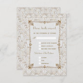 Royal Fleur-de-Lis Art Deco Goud Wit 20s RSVP (Voorkant / Achterkant)