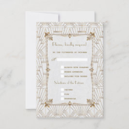 Royal Fleur-de-Lis Art Deco Goud Wit 20s RSVP Kaartje