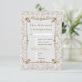 Royal Fleur-de-Lis Art Deco Goud Wit 20s RSVP Kaartje (Staand voorkant)