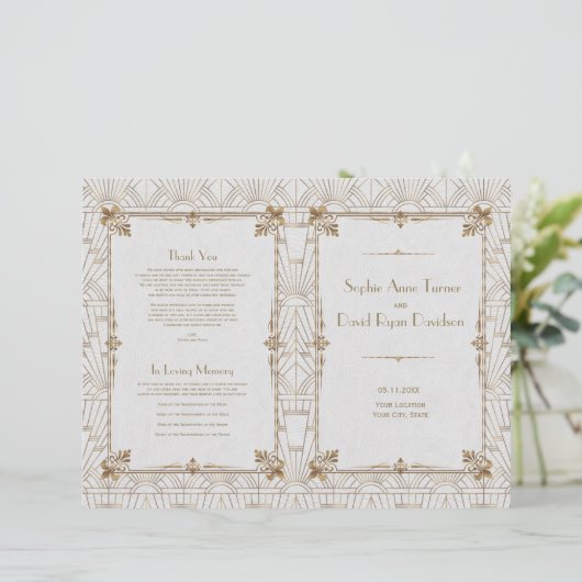 Royal Fleur-de-Lis Art Deco Goud Witte Jaren 20 Pr (Staand voorkant)