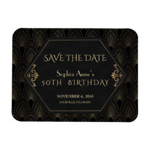 Royal Fleur-de-lis Gold Great Gatsby 50th Birthday Magneet