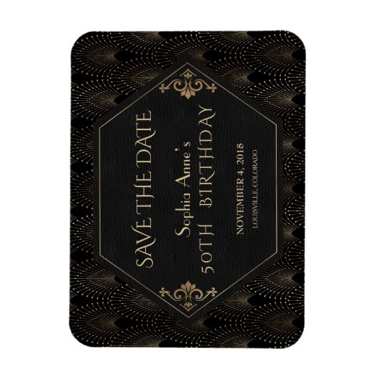Royal Fleur-de-lis Gold Great Gatsby 50th Birthday Magneet (Verticaal)